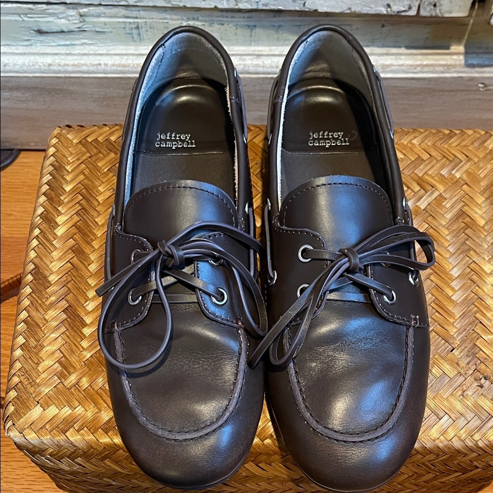 NEW Jeffrey Campbell Boast  Leather Boat Shoe /Brown Brush, 10/ - Picture 2 of 11